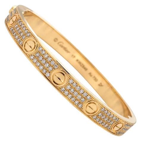 cartier gold bracelet diamonds|cartier 750 bracelet with diamonds.